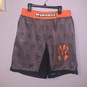 My House Warrior Elite MMA Shorts grey orange